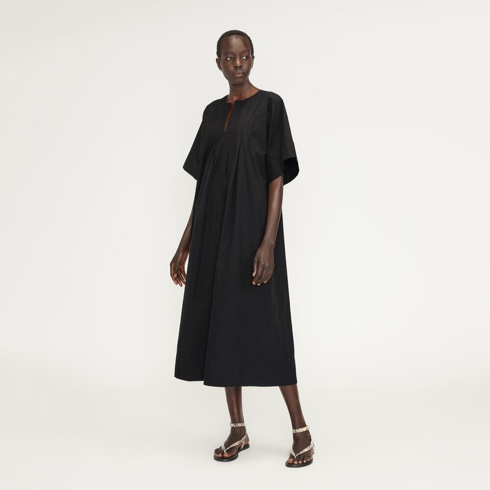 Everlane The Poplin Caftan Dress Black Base - Size M
